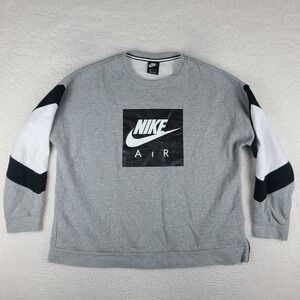 Nike Sweater Mens 2XL XXL Gray Black‎ White Crewneck Side Zip cd9220 063
